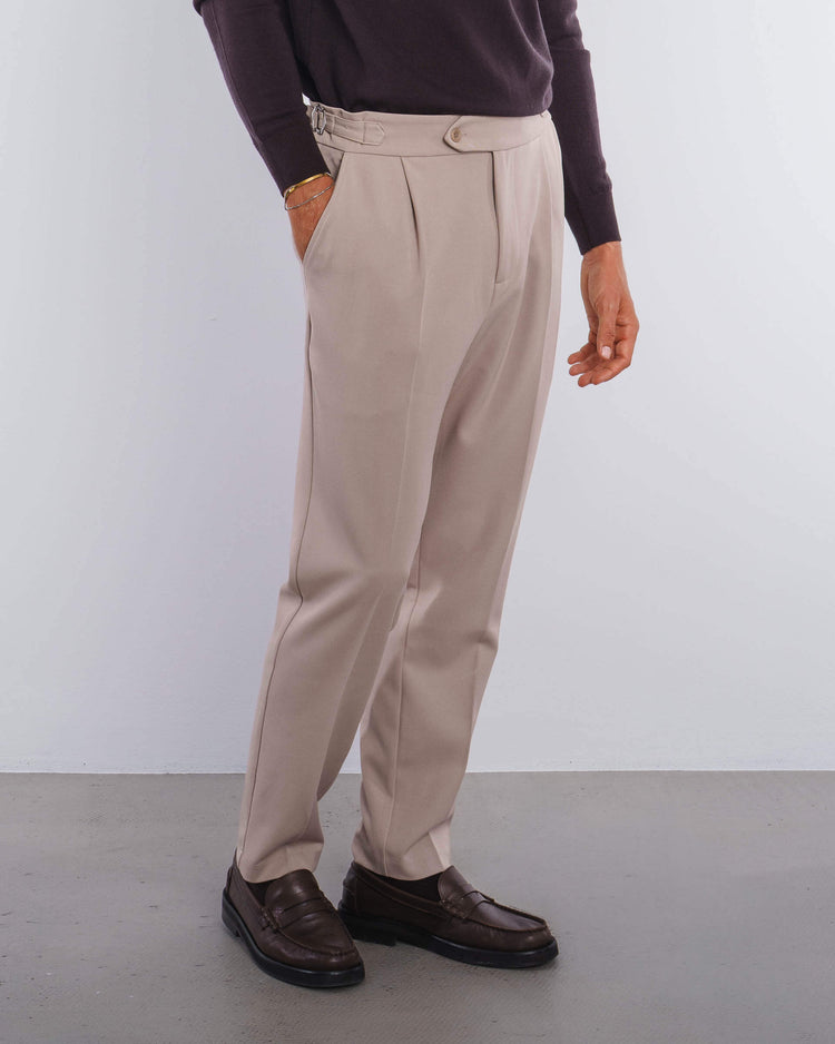 Buckle Suit Pants Tapered Fit (Oatmeal)
