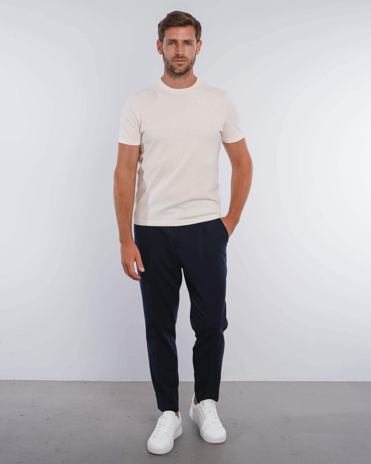 Buckle Suit Pants Tapered Fit (Navy)