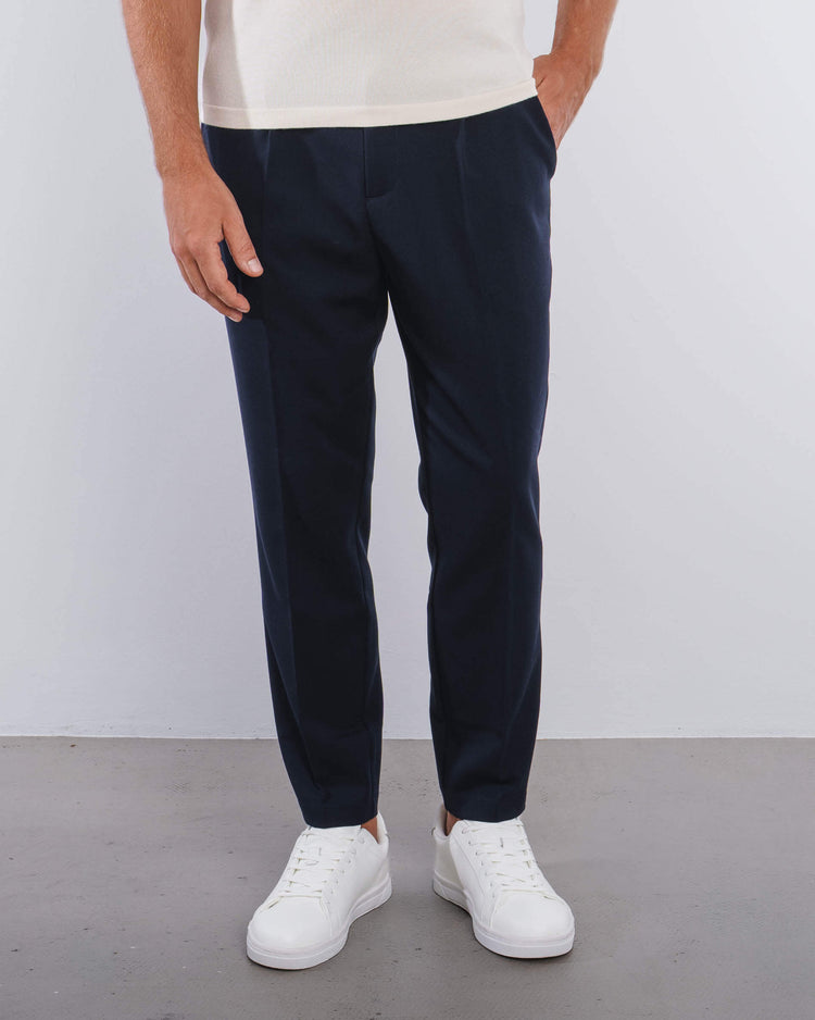 Buckle Suit Pants Tapered Fit (Navy)