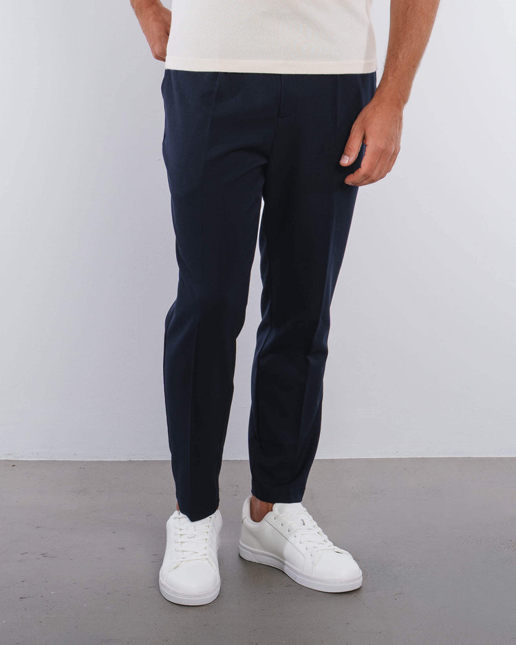 Buckle Suit Pants Tapered Fit (Navy)