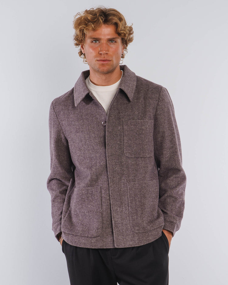 Field Wool Overshirt (Brown Herringbone)