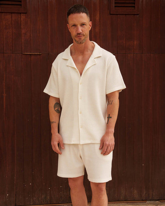 Waffle Short Sleeve Shirt (off-white)