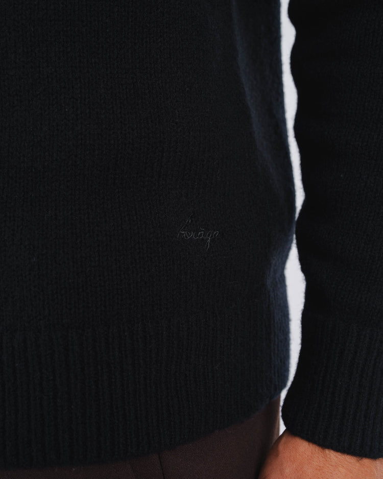 Wool Knit V-Neck (Black)