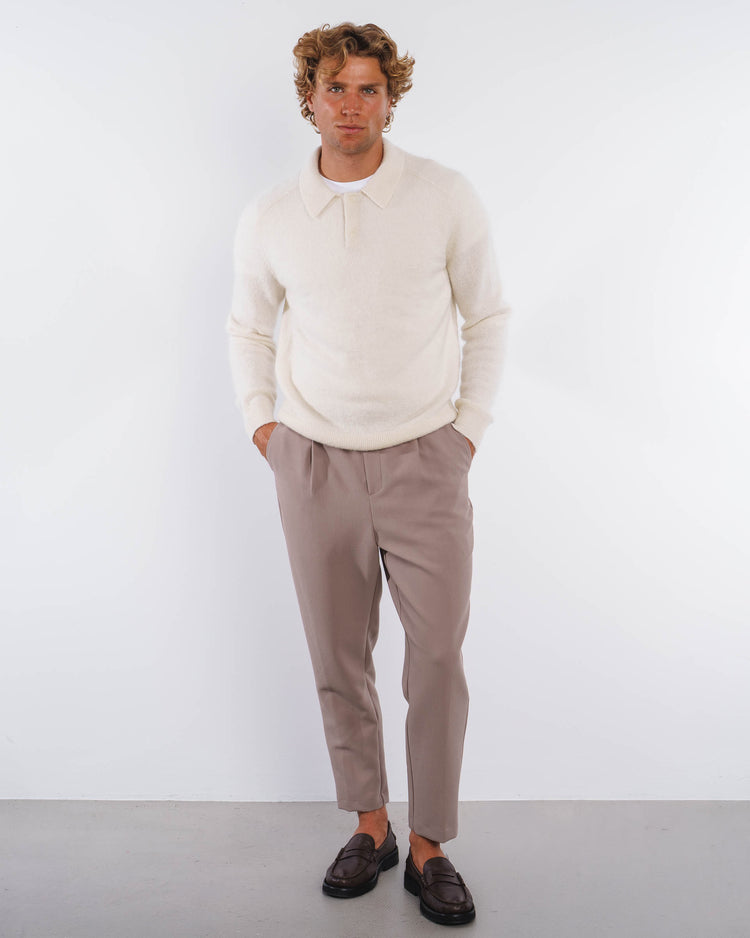 Mohair Knit Polo (Greige)