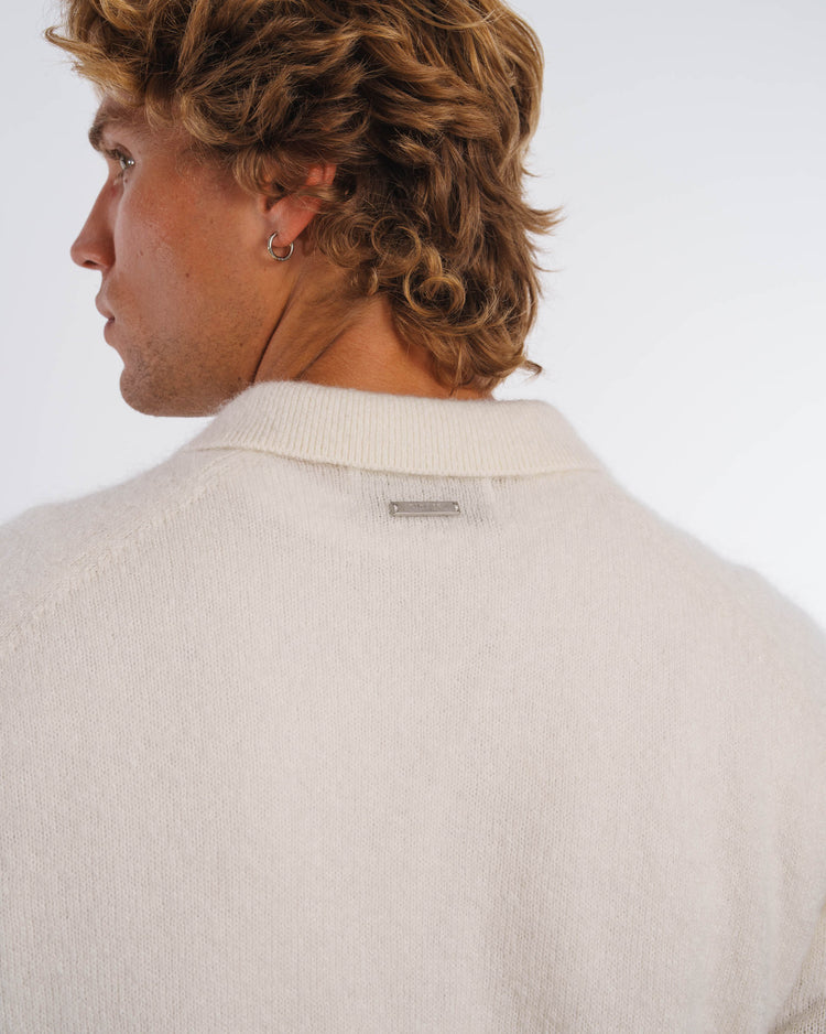 Mohair Knit Polo (Greige)