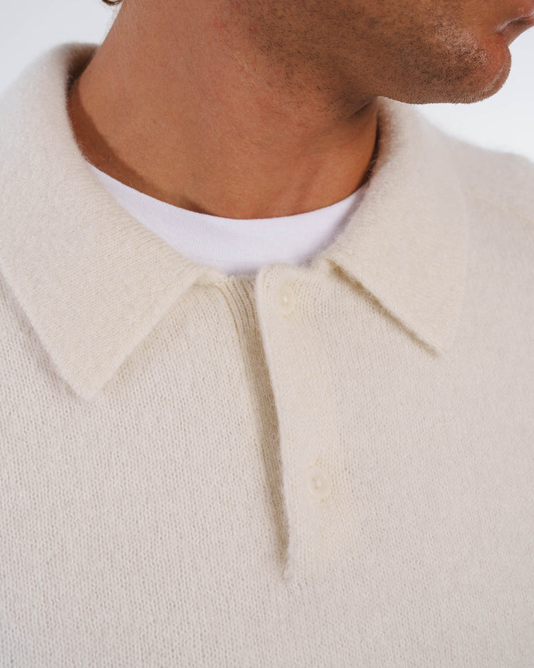Mohair Knit Polo (Greige)