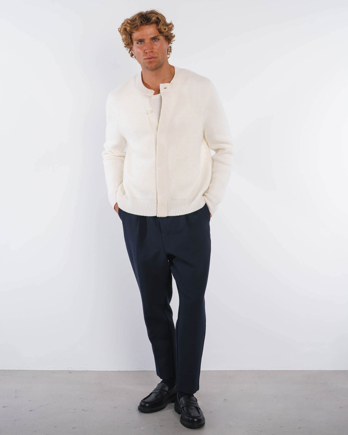 Wool Button Down Knit Cardigan
