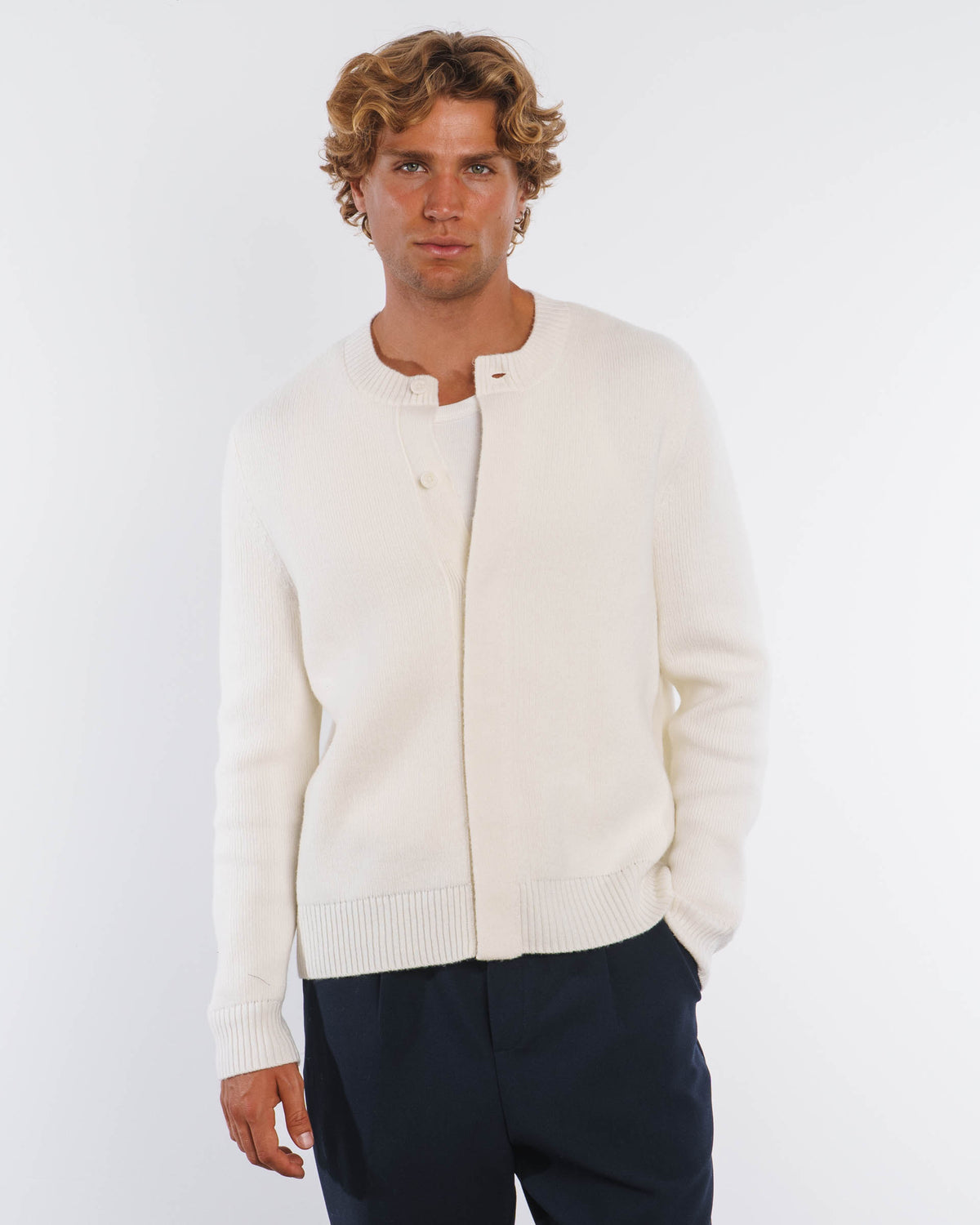 Wool Button Down Knit Cardigan