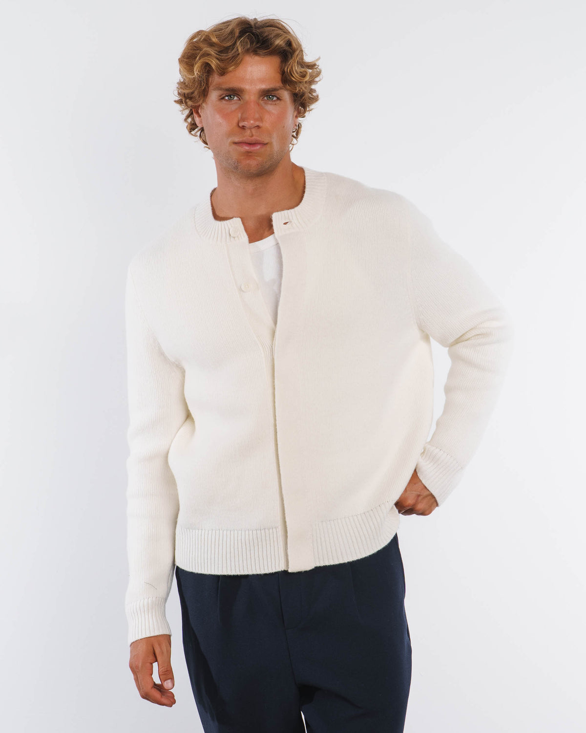 Wool Button Down Knit Cardigan