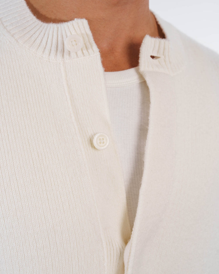 Wool Button Down Knit Cardigan (Off-White)