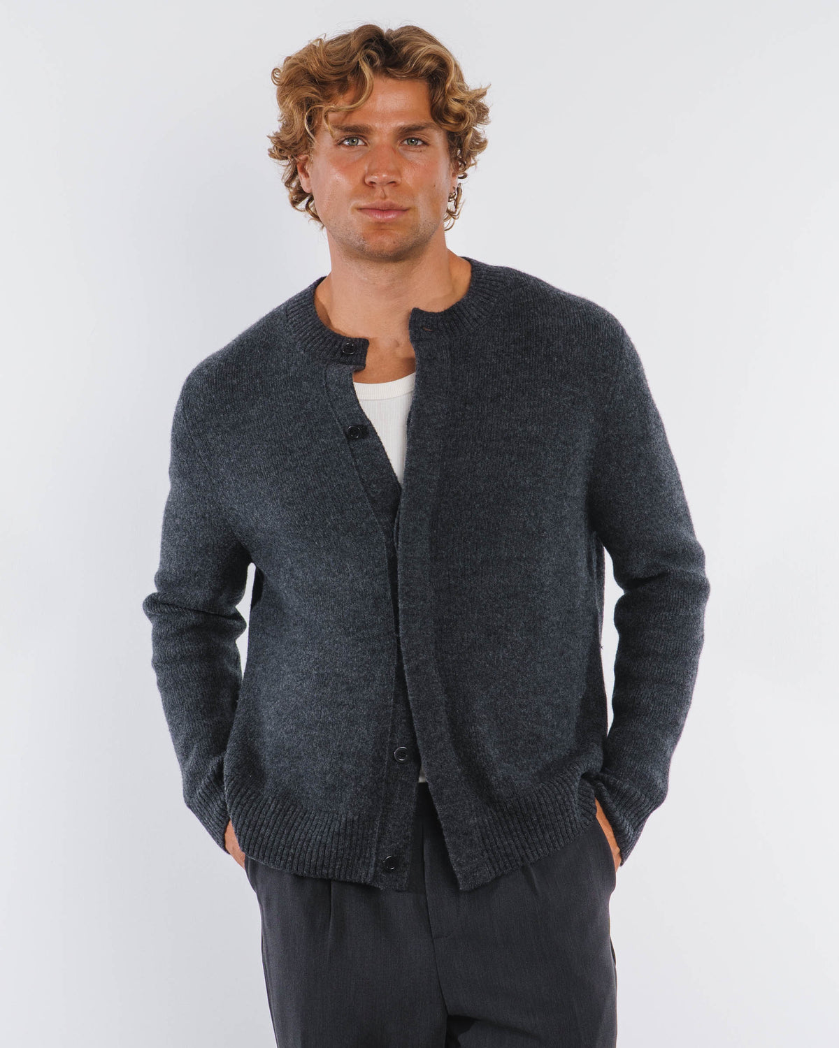 Wool Button Down Knit Cardigan