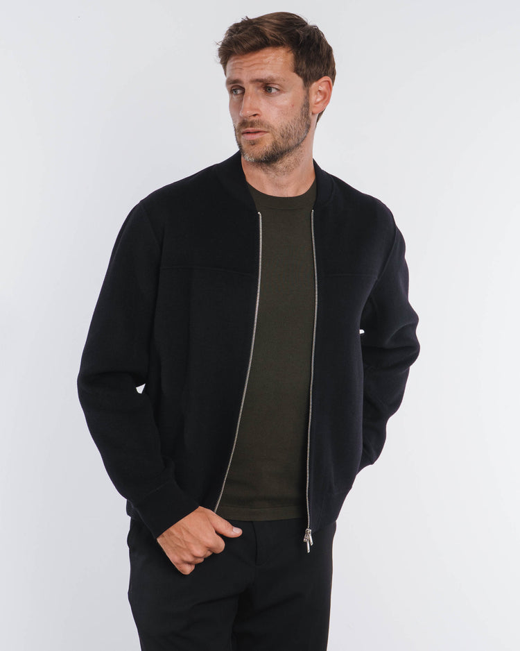 Doubleface Wool Bomber Jacket (Black)