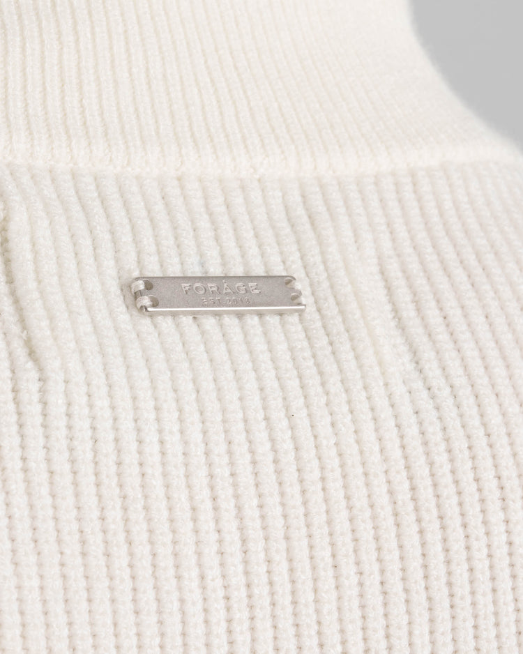 Ribbed Knit Troyer (Off-White)