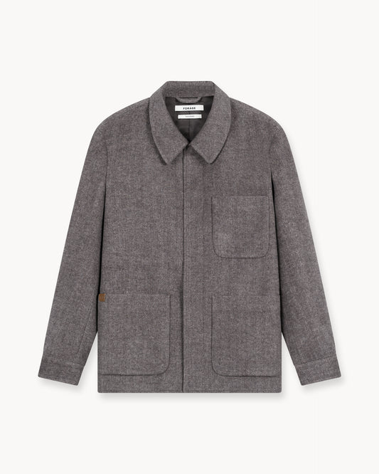 Field Wool Overshirt (Brown Herringbone)