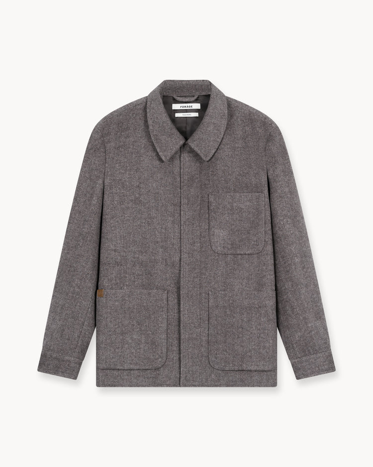 Field Wool Overshirt (Brown Herringbone)