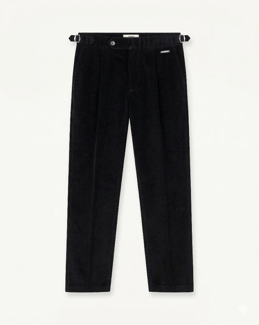 Cord Buckle Pants Regular Fit (Black)