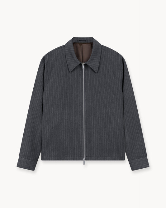 Harrington Jacket (Grey Pinstriped)
