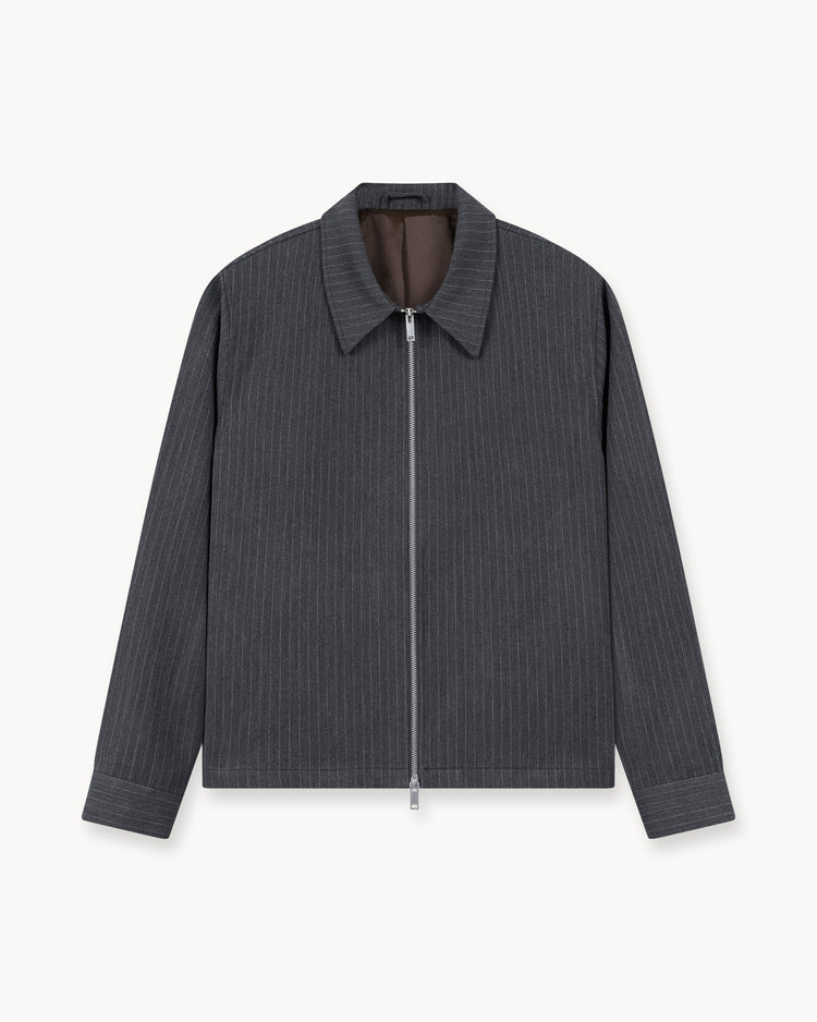 Harrington Jacket (Grey Pinstriped)