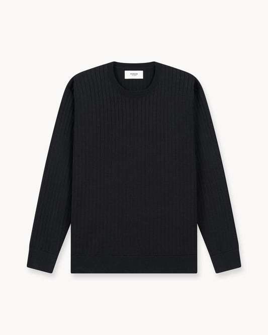 Wide Rib Knit Crewneck (Black)