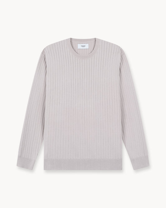 Wide Rib Knit Crewneck (Taupe)