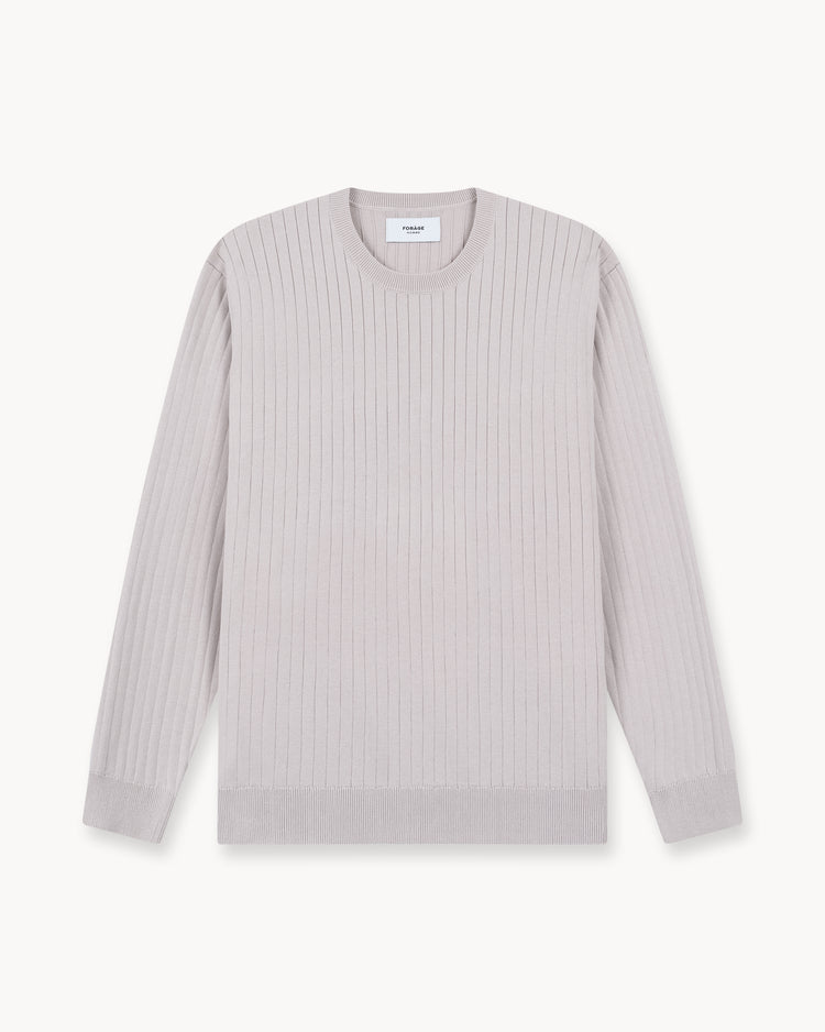 Wide Rib Knit Crewneck (Taupe)