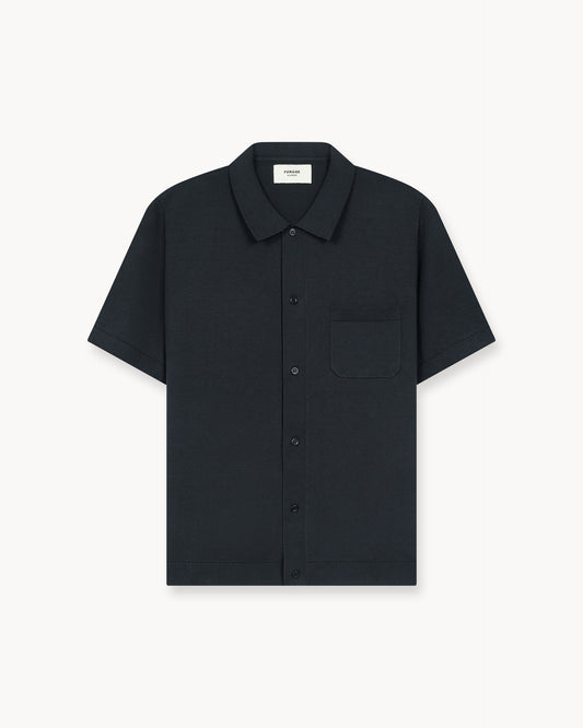Flat Knit Short Sleeve Shirt (black)