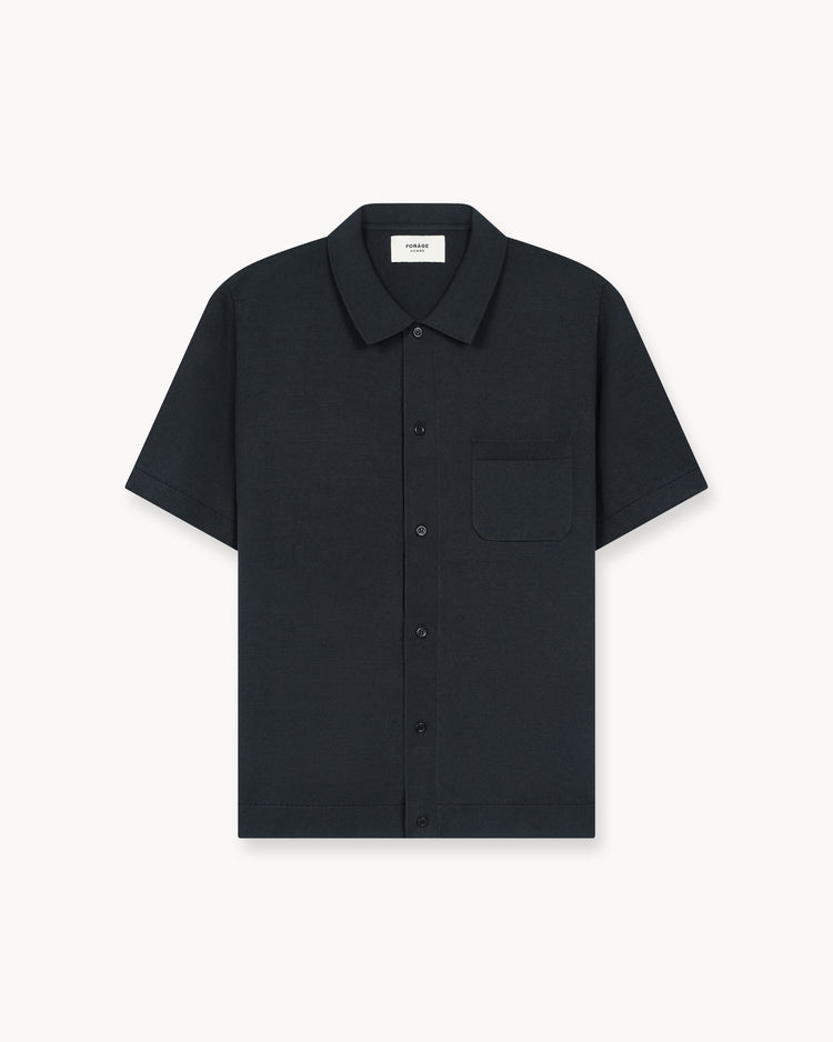 Flat Knit Short Sleeve Shirt (black)