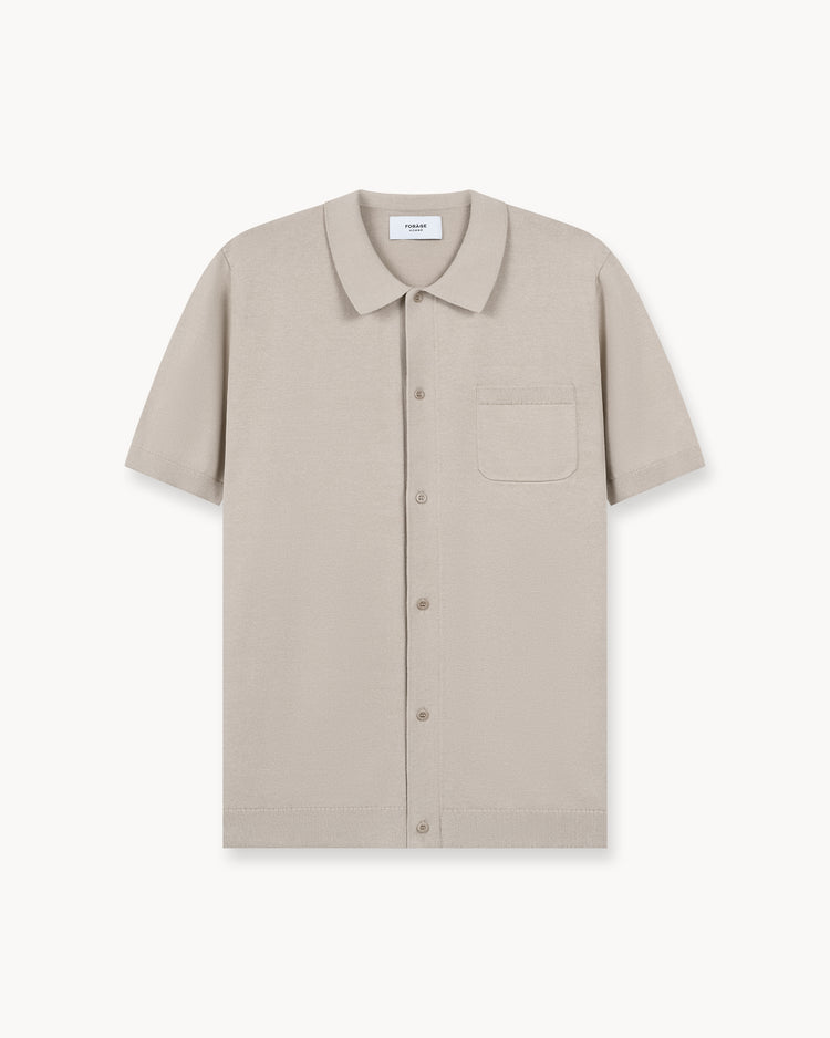 Flat Knit Short Sleeve Shirt (taupe)