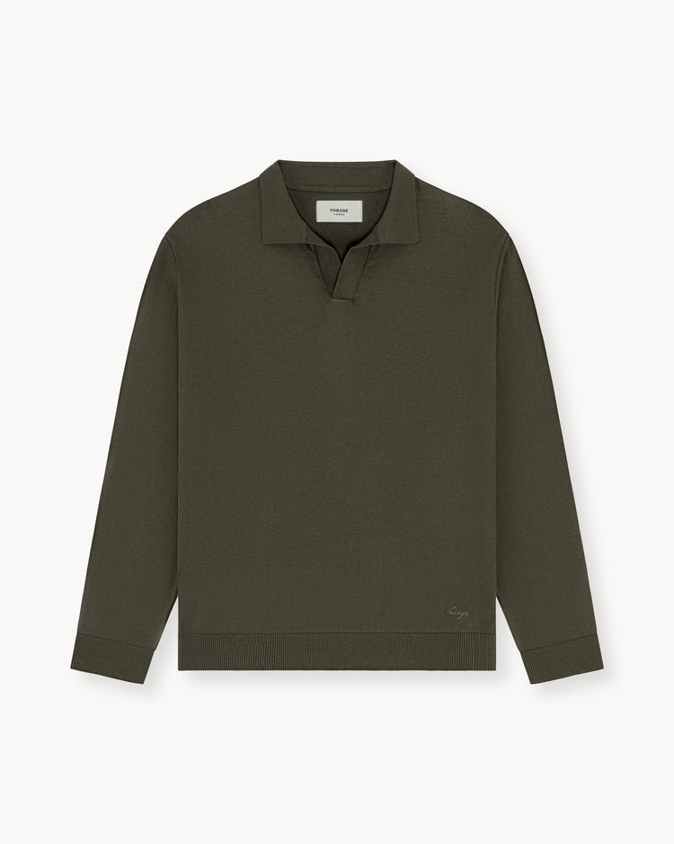 Knit Polo Longsleeve (olive)