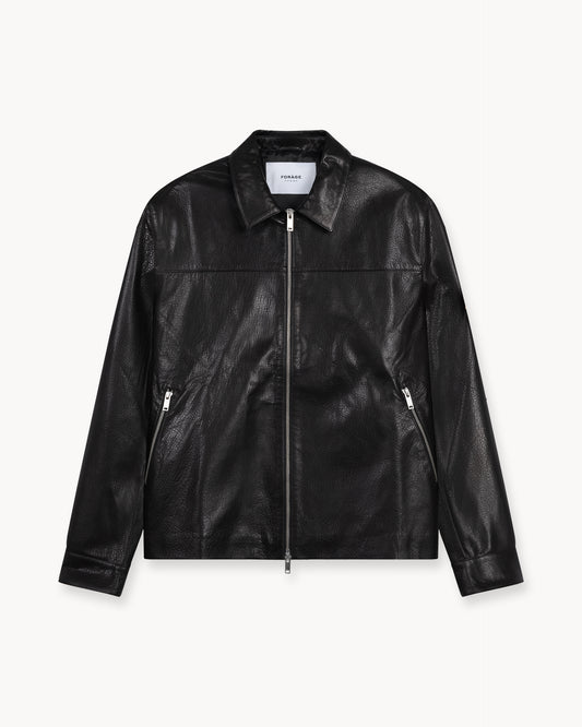 Leather Harrington Jacket (Black)