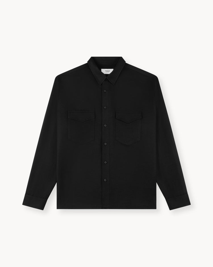 Linen Long Sleeve Shirt (black)