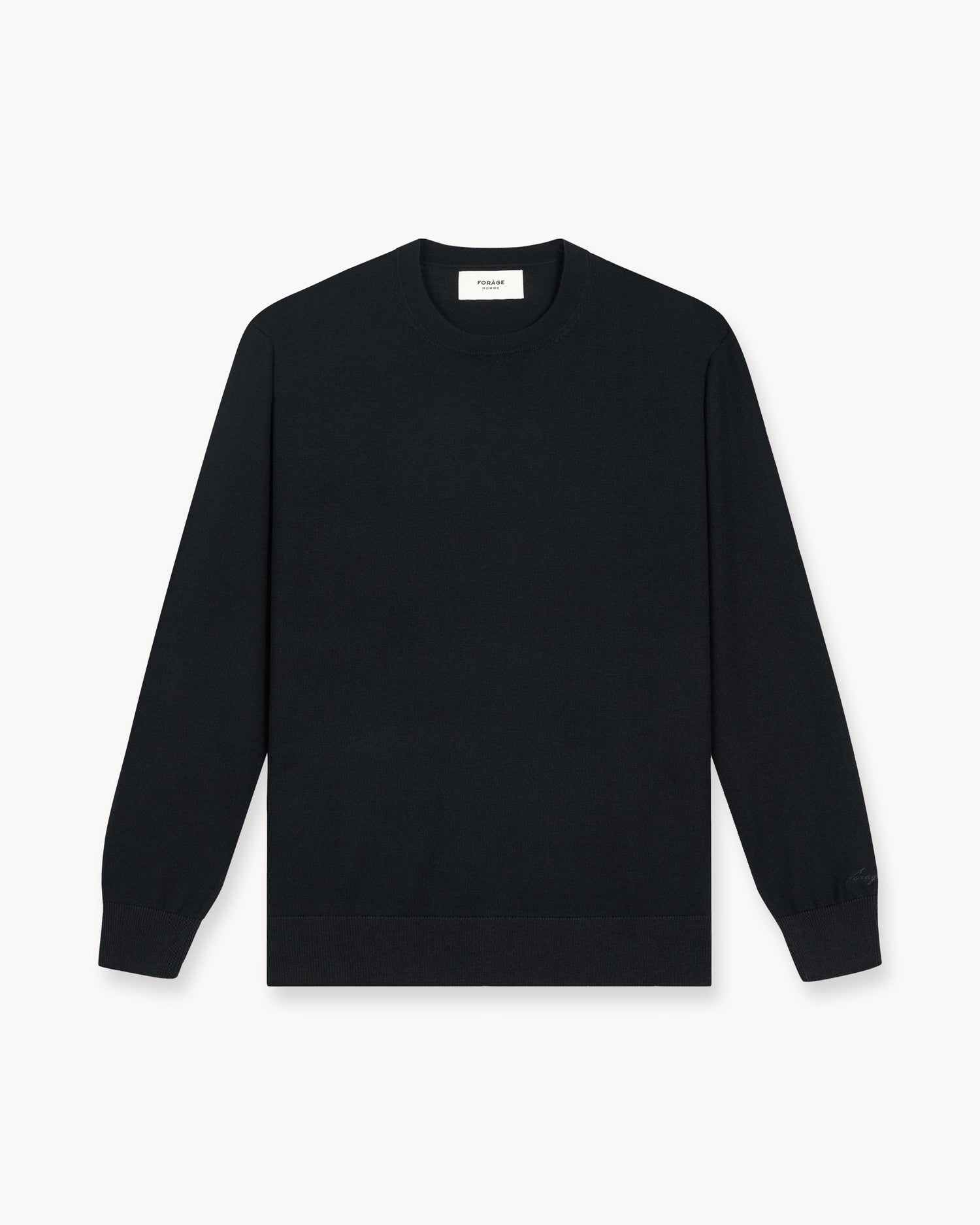 Merino Rundhals Strickpullover Herren in Schwarz Herren Pullover