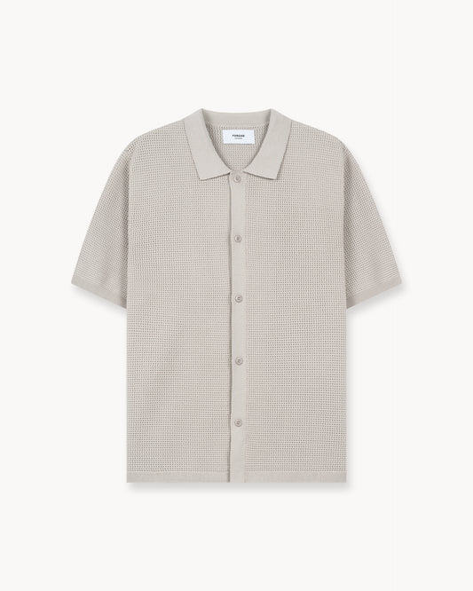 Mesh Knit Short Sleeve Shirt (Sand)