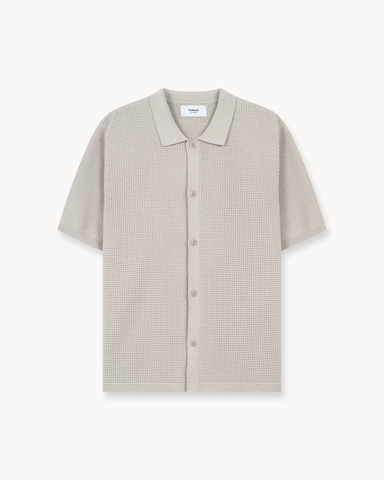Mesh Knit Short Sleeve Shirt (Sand)