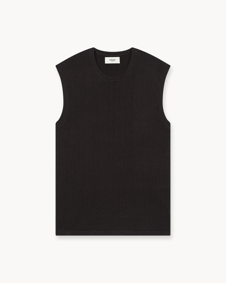 Mesh Knit Sleeveless Shirt (Brown)