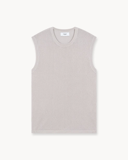 Mesh Knit Sleeveless Shirt (Greige)