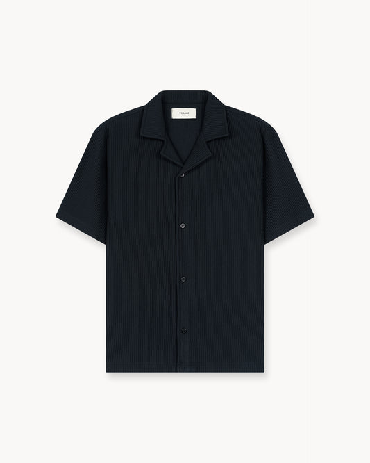 Plissee Short Sleeve Shirt (Black)