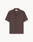 Plissee Short Sleeve Shirt (Brown)