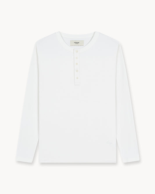 Fine Rib Henley Longsleeve (Off-White)