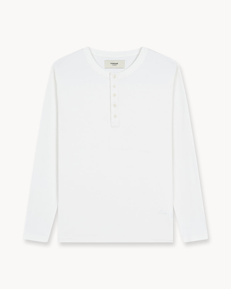Fine Rib Henley Longsleeve (Off-White)