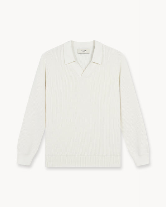 Rib Knit Polo (Off-White)