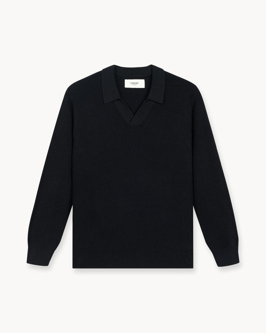 Rib Knit Polo (Black)