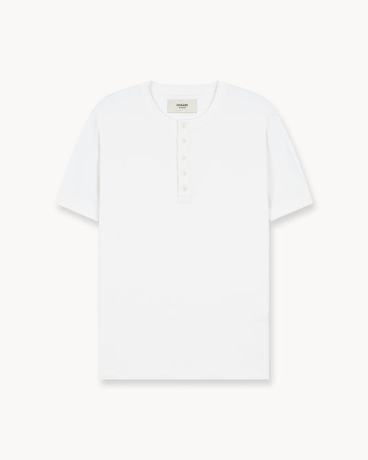 Fine Rib Henley T-Shirt (Off-White)
