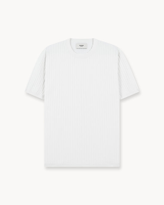 Wide Rib Knit T-Shirt (Off-White)