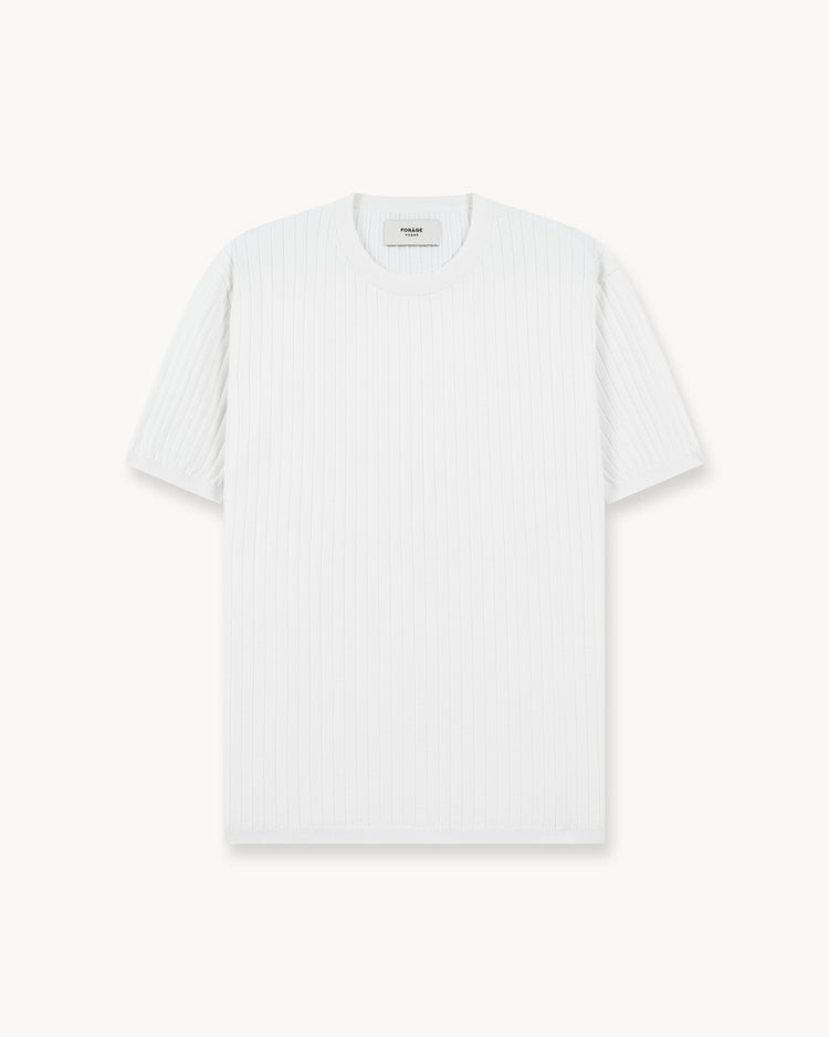 Wide Rib Knit T-Shirt (Off-White)