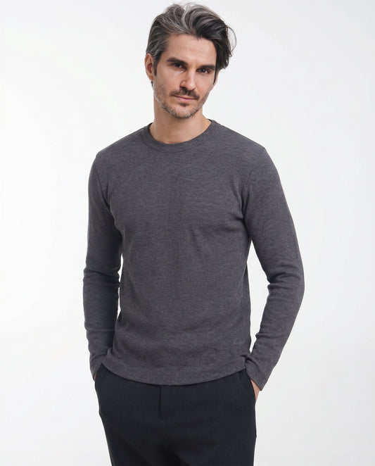 Fine Rib Long Sleeve (Dark Grey Melange)