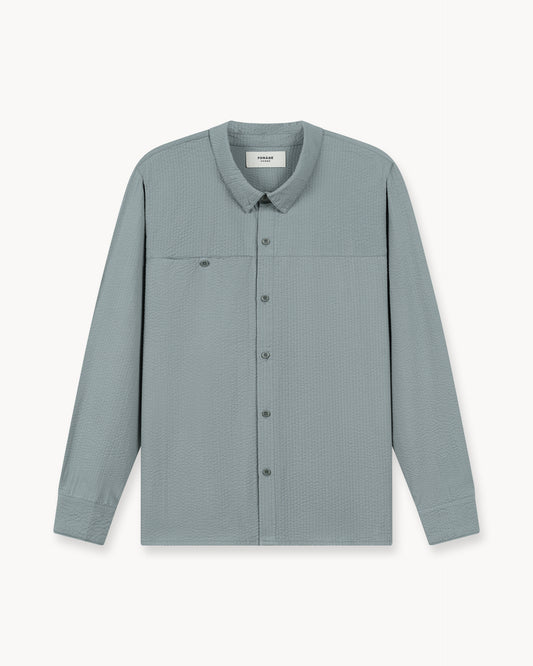 Seersucker Classic Shirt (Mint Blue)