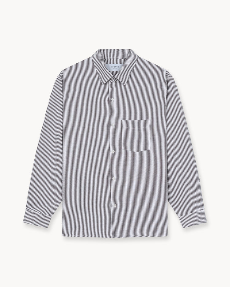 Striped Long Sleeve Shirt (Brown/White)
