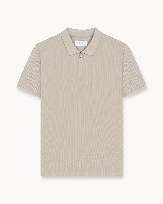 Waffle Zip-Polo (Taupe)