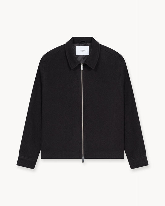 Wool Harrington Jacket (Dark Brown)